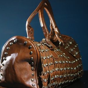 Crystal & Studded Satchel Handbag